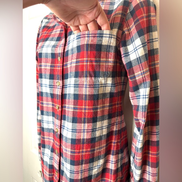 MARINE LAYER Skylar Flannel Shirt Button Down Blouse Boyfriend Top Red Blue Soft - Picture 12 of 16